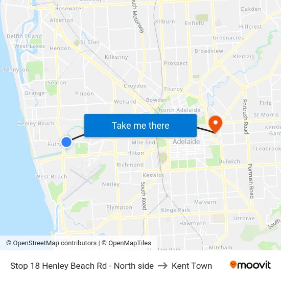 Stop 18 Henley Beach Rd - North side to Kent Town map