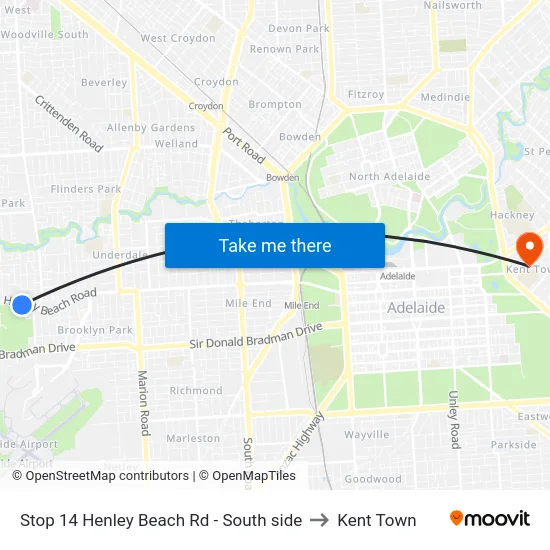 Stop 14 Henley Beach Rd - South side to Kent Town map