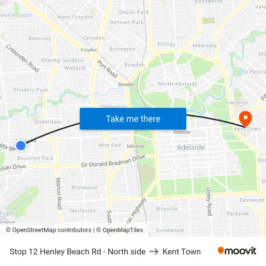 Stop 12 Henley Beach Rd - North side to Kent Town map