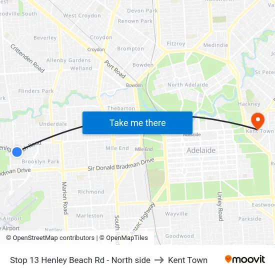 Stop 13 Henley Beach Rd - North side to Kent Town map