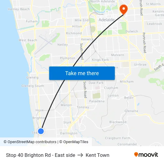 Stop 40 Brighton Rd - East side to Kent Town map