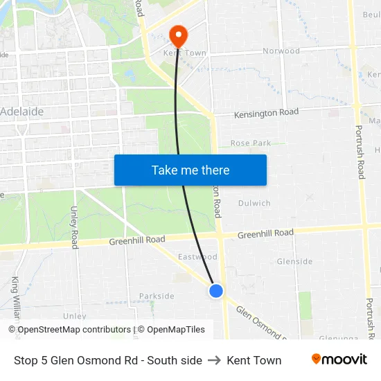 Stop 5 Glen Osmond Rd - South side to Kent Town map