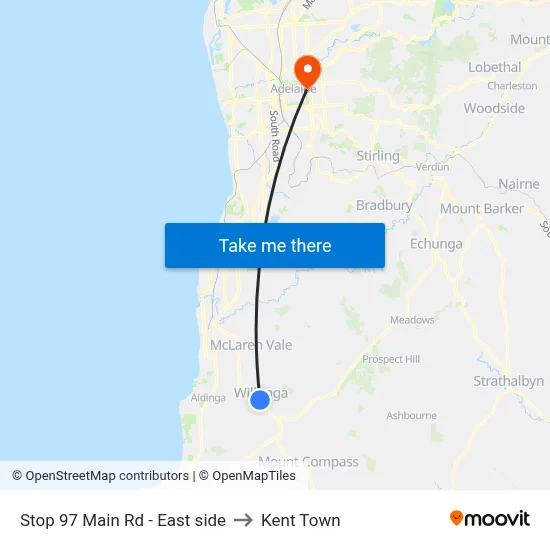 Stop 97 Main Rd - East side to Kent Town map