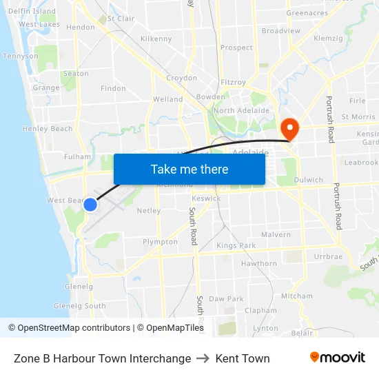 Zone B Harbour Town Interchange to Kent Town map