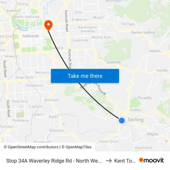 Stop 34A Waverley Ridge Rd - North West side to Kent Town map