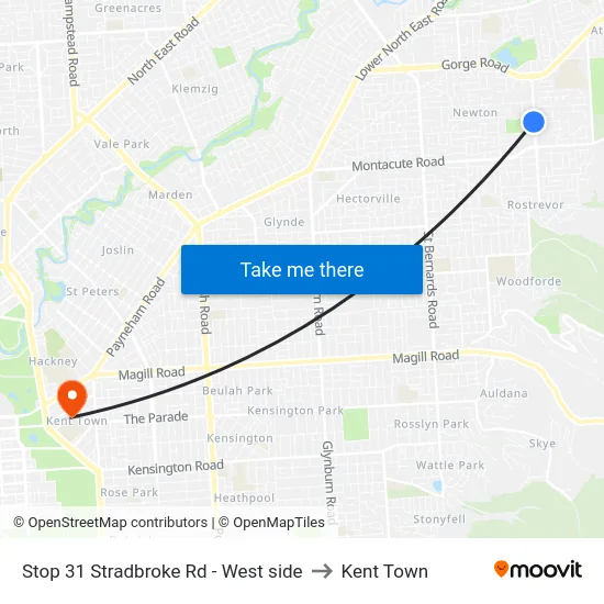 Stop 31 Stradbroke Rd - West side to Kent Town map