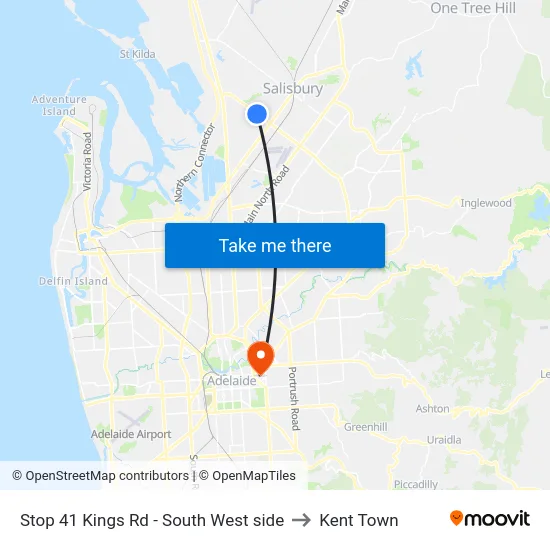Stop 41 Kings Rd - South West side to Kent Town map