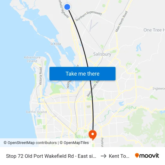Stop 72 Old Port Wakefield Rd - East side to Kent Town map