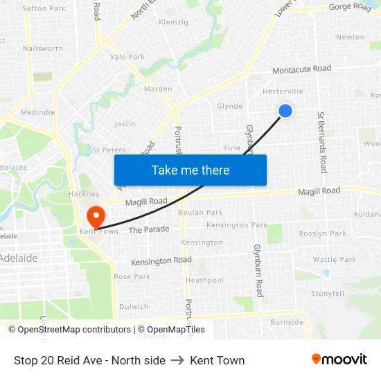 Stop 20 Reid Ave - North side to Kent Town map