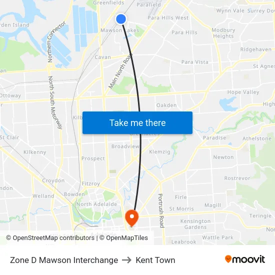 Zone D Mawson Interchange to Kent Town map