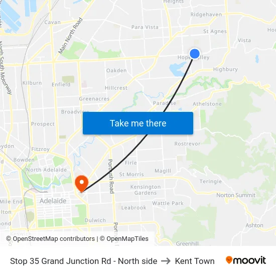 Stop 35 Grand Junction Rd - North side to Kent Town map