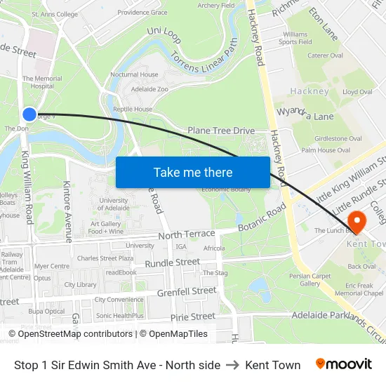 Stop 1 Sir Edwin Smith Ave - North side to Kent Town map