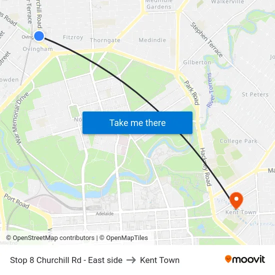 Stop 8 Churchill Rd - East side to Kent Town map