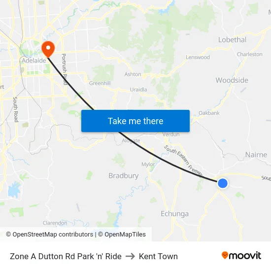 Zone A Dutton Rd Park 'n' Ride to Kent Town map