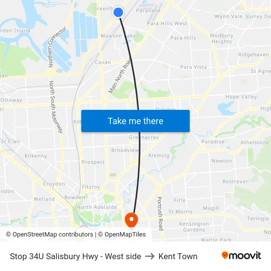 Stop 34U Salisbury Hwy - West side to Kent Town map
