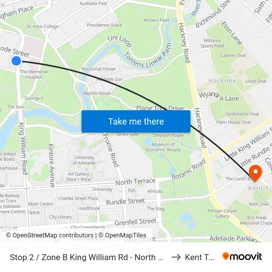 Stop 2 / Zone B King William Rd - North West side to Kent Town map