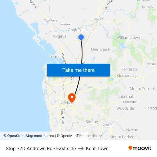 Stop 77D Andrews Rd - East side to Kent Town map