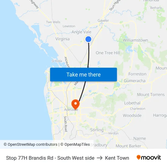Stop 77H Brandis Rd - South West side to Kent Town map