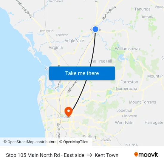 Stop 105 Main North Rd - East side to Kent Town map