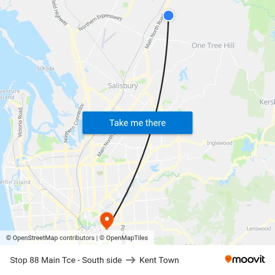 Stop 88 Main Tce - South side to Kent Town map
