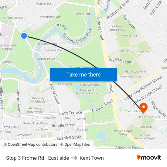 Stop 3 Frome Rd - East side to Kent Town map