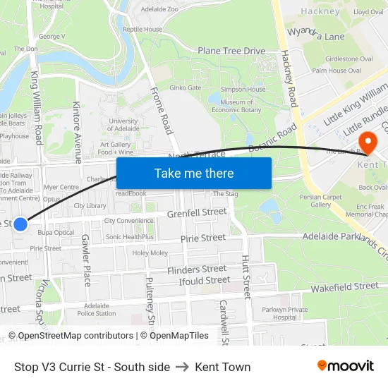 Stop V3 Currie St - South side to Kent Town map