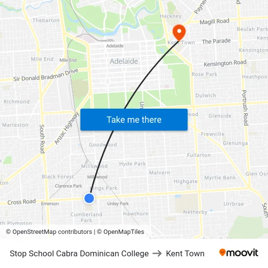Stop School Cabra Dominican College to Kent Town map