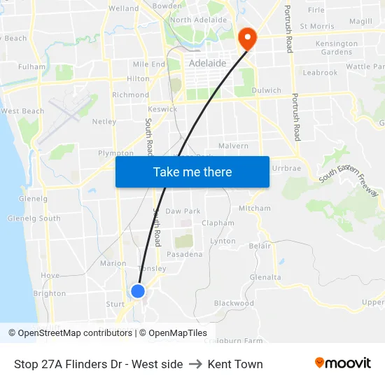 Stop 27A Flinders Dr - West side to Kent Town map