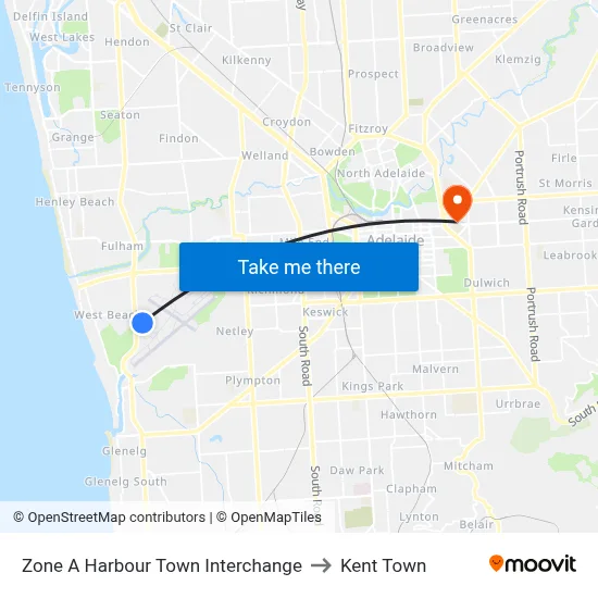 Zone A Harbour Town Interchange to Kent Town map