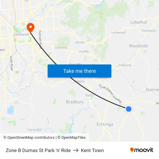 Zone B Dumas St Park 'n' Ride to Kent Town map