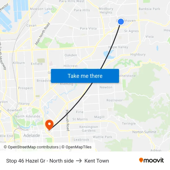 Stop 46 Hazel Gr - North side to Kent Town map