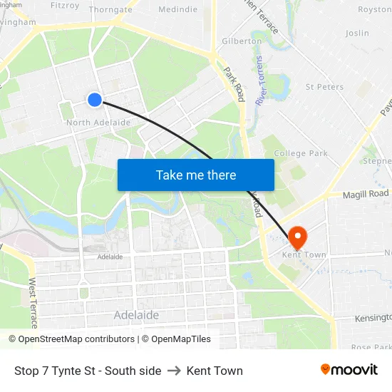 Stop 7 Tynte St - South side to Kent Town map