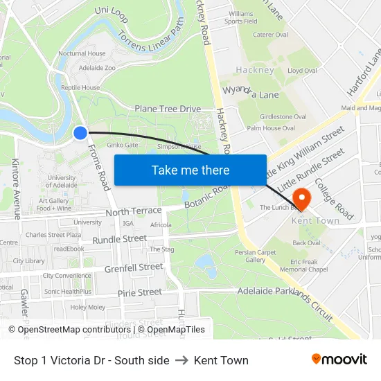 Stop 1 Victoria Dr - South side to Kent Town map