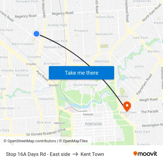 Stop 16A Days Rd - East side to Kent Town map