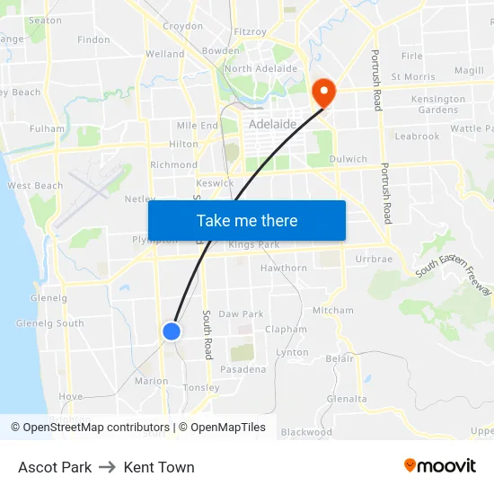 Ascot Park to Kent Town map