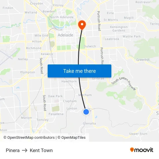 Pinera to Kent Town map