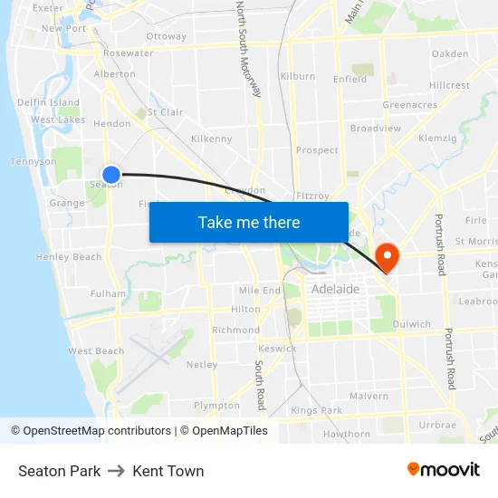 Seaton Park to Kent Town map