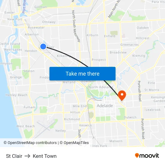 St Clair to Kent Town map