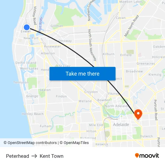 Peterhead to Kent Town map