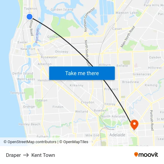 Draper to Kent Town map