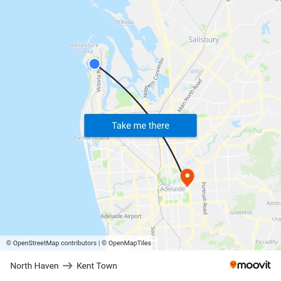 North Haven to Kent Town map