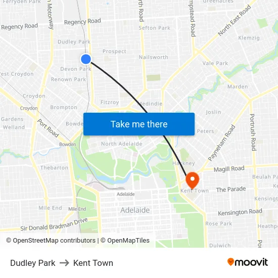 Dudley Park to Kent Town map