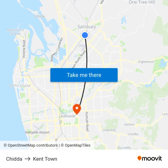 Chidda to Kent Town map