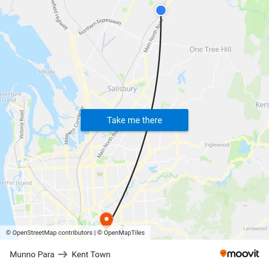 Munno Para to Kent Town map
