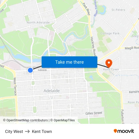 City West to Kent Town map