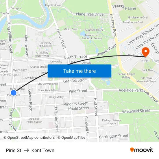 Pirie St to Kent Town map