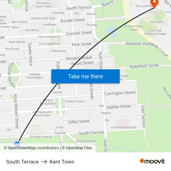 South Terrace to Kent Town map