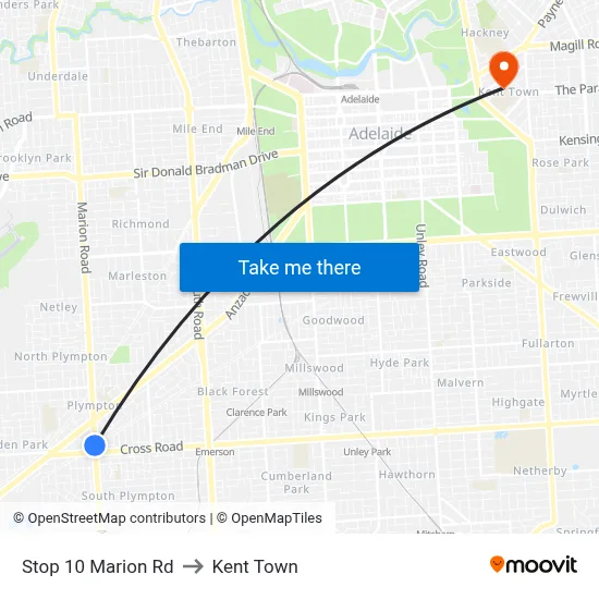 Stop 10 Marion Rd to Kent Town map