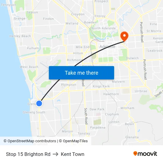 Stop 15 Brighton Rd to Kent Town map