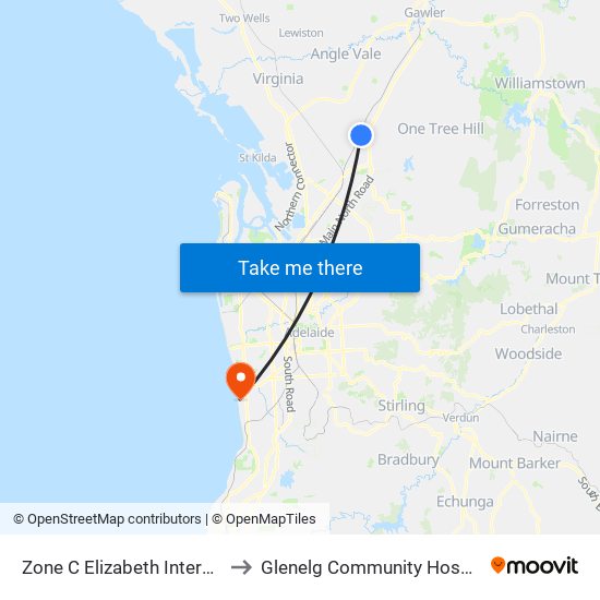 Zone C Elizabeth Interchange to Glenelg Community Hospital Inc map